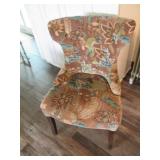 Floral velour upholstered chair and...