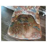 Floral velour upholstered chair and...