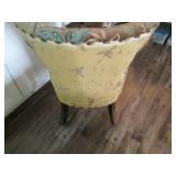 Floral velour upholstered chair and...