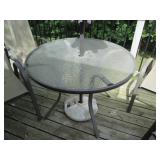 Round metal framed Patio table with...