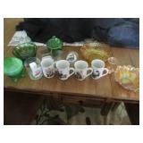 Vintage green and Carnival glass di...