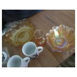 Vintage green and Carnival glass di...