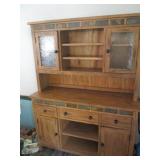 2pc Wood China Hutch Cabinet with S...