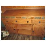 2pc Wood China Hutch Cabinet with S...