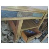 7pc Wood and Stone Inlay Dining tab...