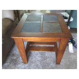 Wood and Stone Inlay end table with...