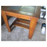 Wood and Stone Inlay end table with...