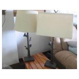 Pair of heavy tree and bird theme t...