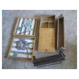 Metal floral decor in wood frame, s...