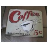 Metal Bottomless Coffee wall sign a...
