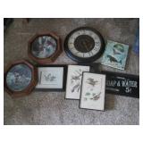 Decorative Wall Clock, framed bird ...