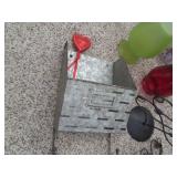 Metal Bucket and wall decor, glass ...