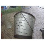 Metal Bucket and wall decor, glass ...