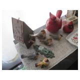 Bird themed figurines, plant stakes...