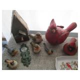 Bird themed figurines, plant stakes...