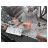 Bird themed figurines, plant stakes...
