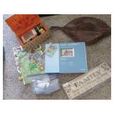 Seamstress box of sewing notions, c...