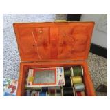 Seamstress box of sewing notions, c...