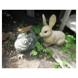 Frog and rabbit lawn ornaments...