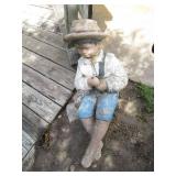 Cement fishing boy lawn ornament as...