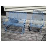 Blue mesh metal outdoor chair and 2...