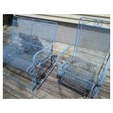 Blue mesh metal outdoor chair and 2...