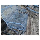 Blue mesh metal outdoor chair and 2...
