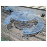 Blue mesh metal outdoor round picni...