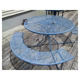 Blue mesh metal outdoor round picni...