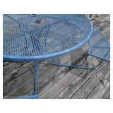 Blue mesh metal outdoor round picni...