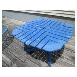 Blue wood outdoor table with center...