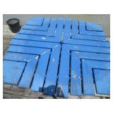 Blue wood outdoor table with center...