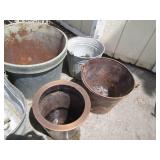 Mostly metal outdoor planters and b...