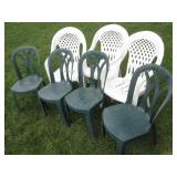 Outdoor patio chairs in green and w...