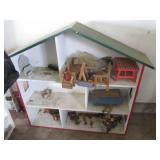 Large wood Doll house with toys and...