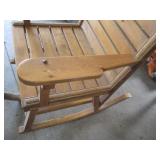 Slatted wood rocking chair and Tree...