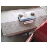 Bundle of empty metal toolboxes in ...