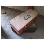 Bundle of empty metal toolboxes in ...