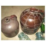 Stoneware crock jugs and blue tone ...