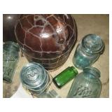 Stoneware crock jugs and blue tone ...