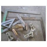 Corner clamps, masonry tools, measu...