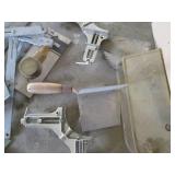 Corner clamps, masonry tools, measu...