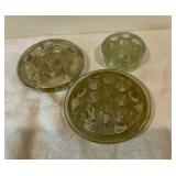 3 glass vintage flower frogs