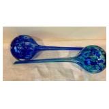Blow glass blue plant waterer