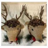 Gallerie II burlap reindeer head ornaments Christmas Holiday