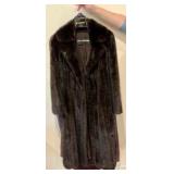 Vintage Roy H. Bjorkman dark brown mink fur coat with floral embroidered lining