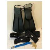 Mark IX Swimming fins Parkway Diver Gloves and other gear