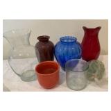 Group of various flower vases glass pottery
