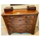 Victorian classic American wood dresser Handkerchief Drawers and distinct hand carved pulls