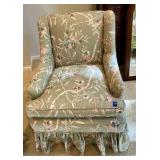 Vintage Chinoiserie wingback club chair, pastel floral cotton print